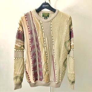 Vintage TOSANI 3D Knit Oversized Boho Colorful Pattern Chunky Sweater Jumper